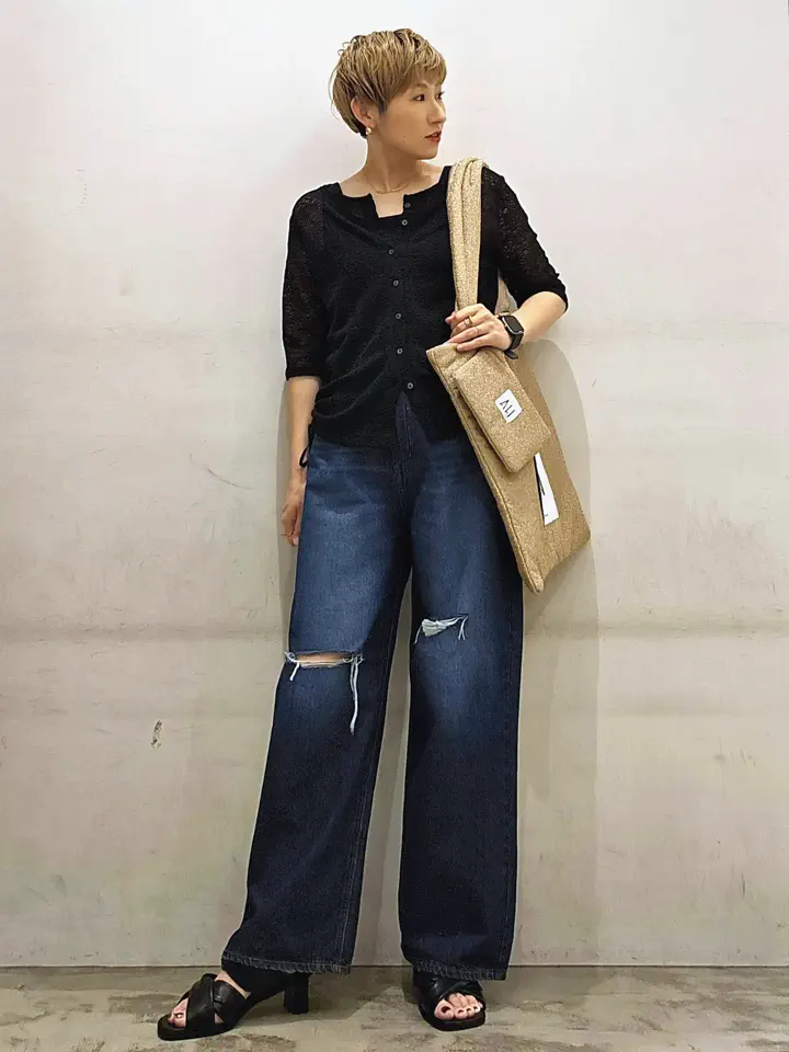 ダメージワイドデニム/AMERICAN HOLIC（アメリカンホリック）のデニム