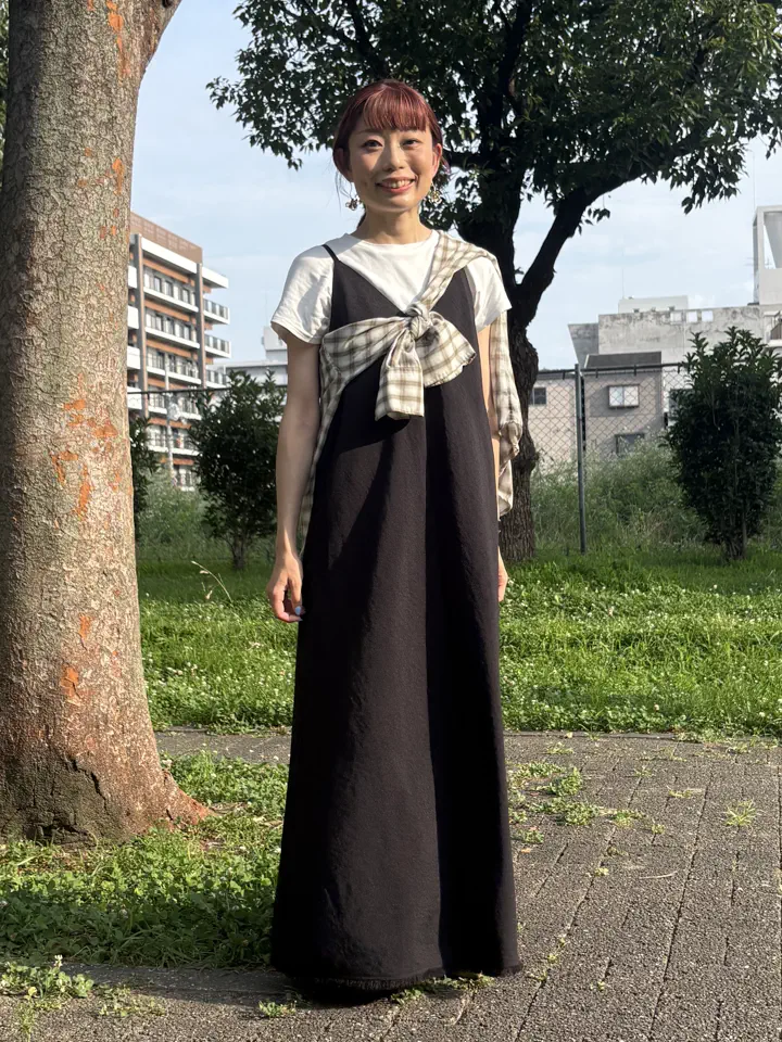 接触冷感・イージーケア】リネンライクフリンジキャミワンピース