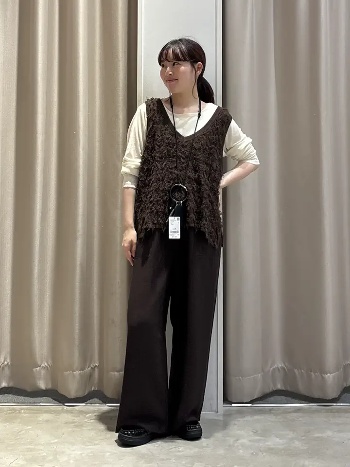 OUR フリンジVネックベスト チャコールグレー フリンジVネックベスト/AMERICAN HOLIC（アメリカンホリック）のベスト