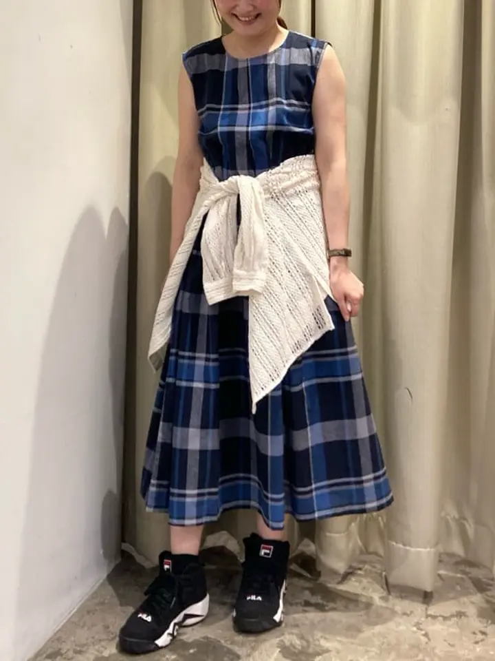 45R(45rpm)リネンチェックワンピース 45R(45rpm)リネンチェックワンピース フォーティーファイブアール 45R