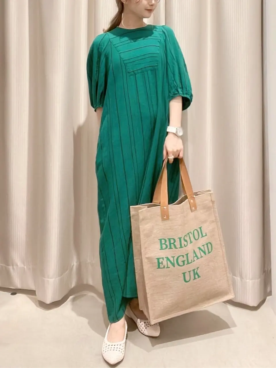 リネンブレンドストライプワンピース/AMERICAN HOLIC（アメリカン