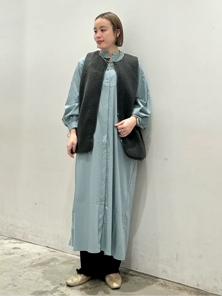 ビームス 定価2万 上品リバティ柄バンドカラーバックタックシャツワンピース バンドカラーバックタックワンピース/AMERICAN HOLIC（アメリカン