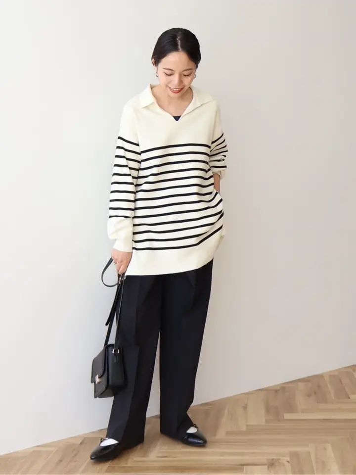 ミラノリブ衿付きニットチュニック/AMERICAN HOLIC（アメリカン