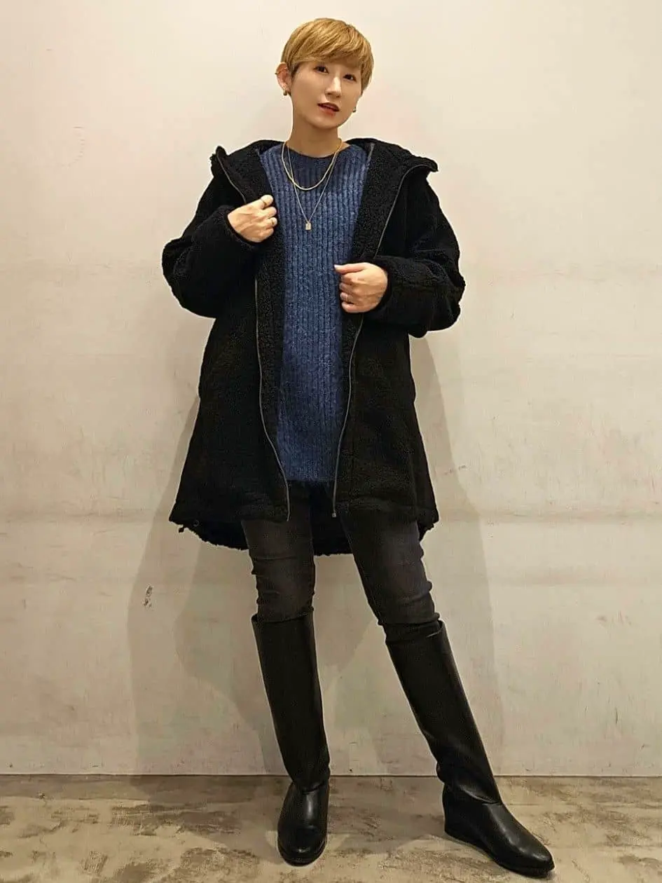 バイカラー片畦ニットチュニック/AMERICAN HOLIC（アメリカンホリック