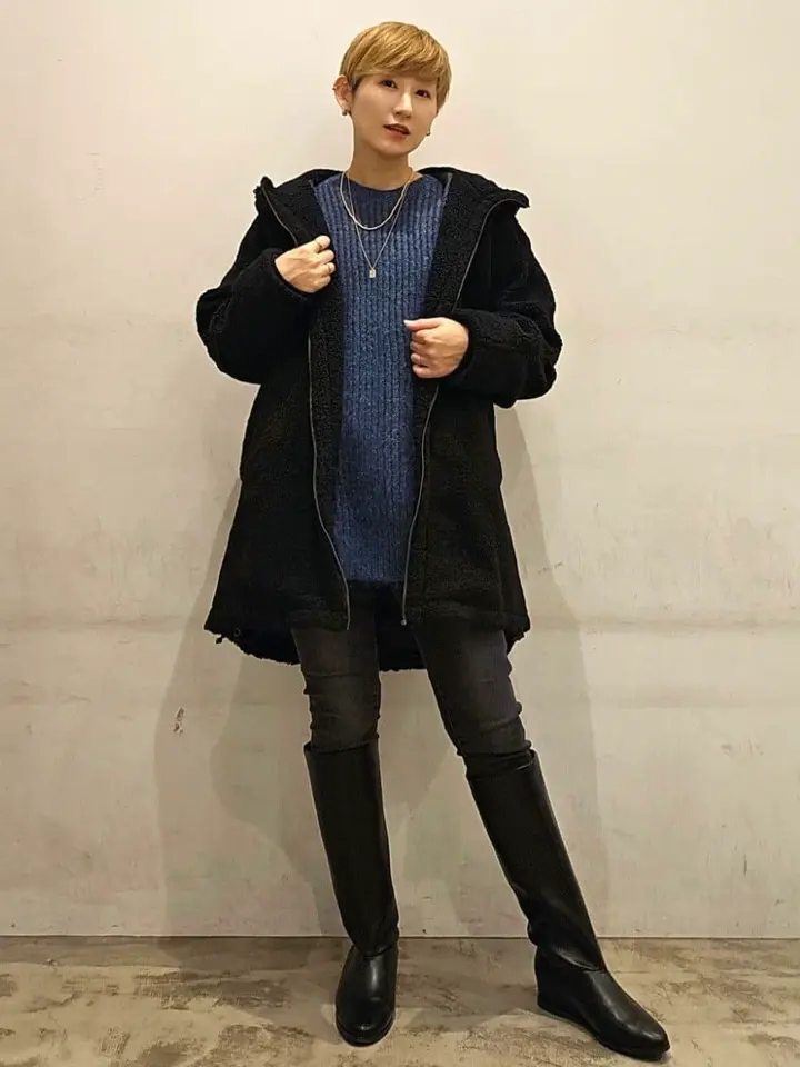 バイカラー片畦ニットチュニック/AMERICAN HOLIC（アメリカンホリック