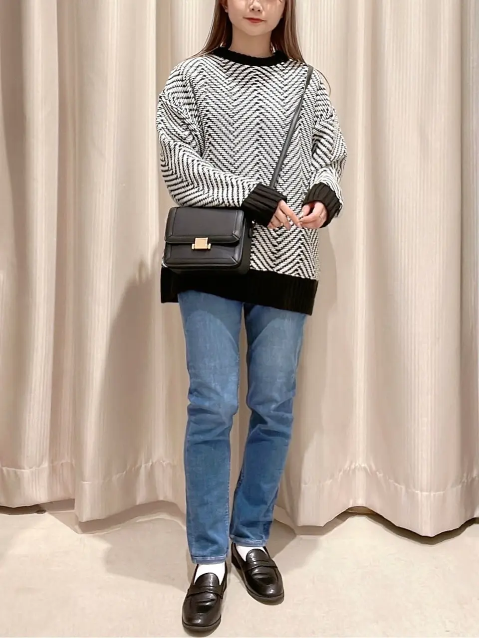 ヘリンボーンニットプルオーバー/AMERICAN HOLIC（アメリカンホリック