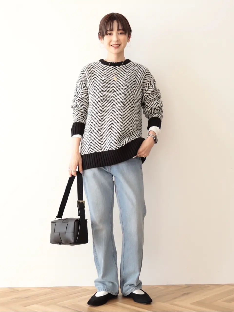 ヘリンボーンニットプルオーバー/AMERICAN HOLIC（アメリカンホリック