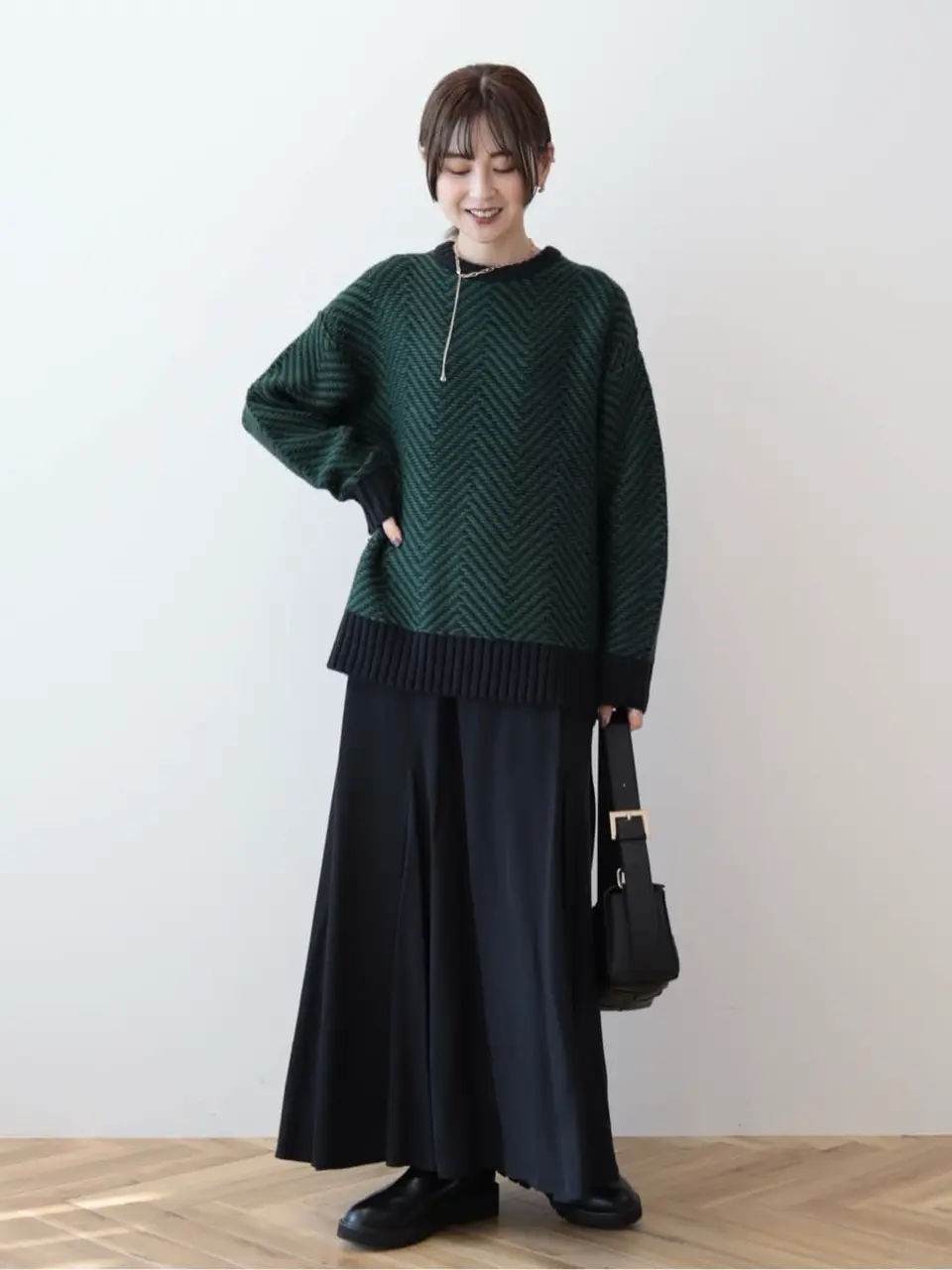 ヘリンボーンニットプルオーバー/AMERICAN HOLIC（アメリカンホリック