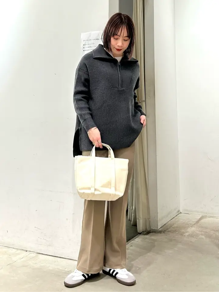 バイパチハーフZIP片畦ニットプルオーバー/AMERICAN HOLIC（アメリカン