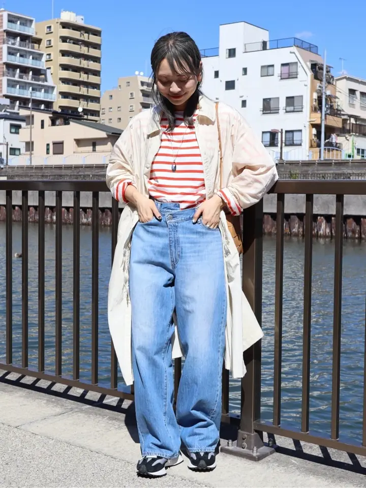 WEB限定】アシンメトリーデニムワイドパンツ【小柄女性向け