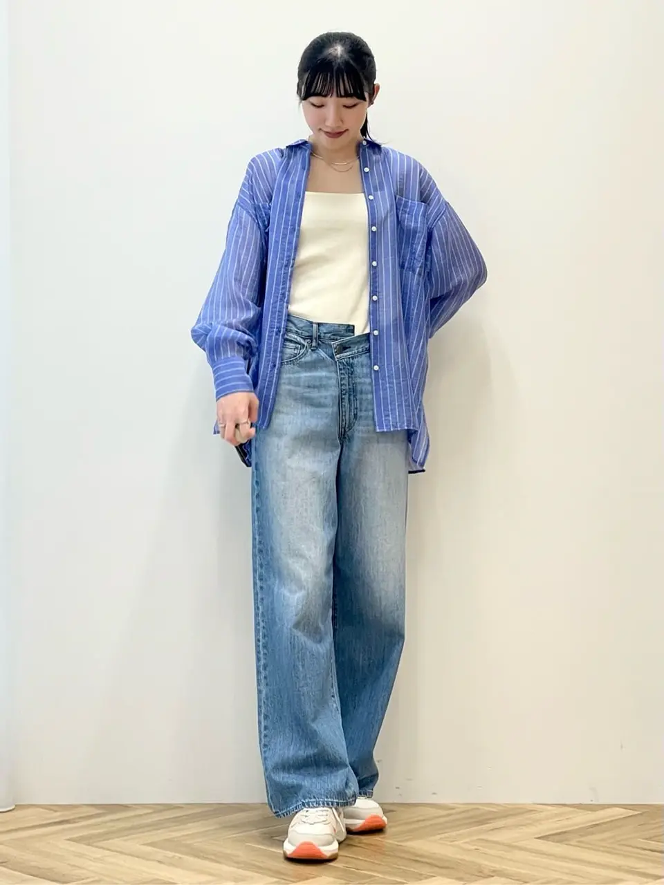 WEB限定】アシンメトリーデニムワイドパンツ【小柄女性向けサイズ有