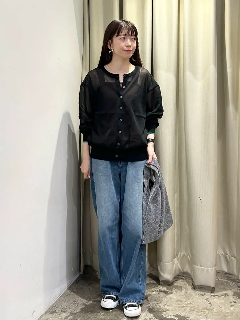 バイカラーシアーニットカーディガン/AMERICAN HOLIC（アメリカン