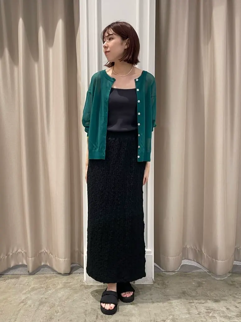 バイカラーシアーニットカーディガン/AMERICAN HOLIC（アメリカン