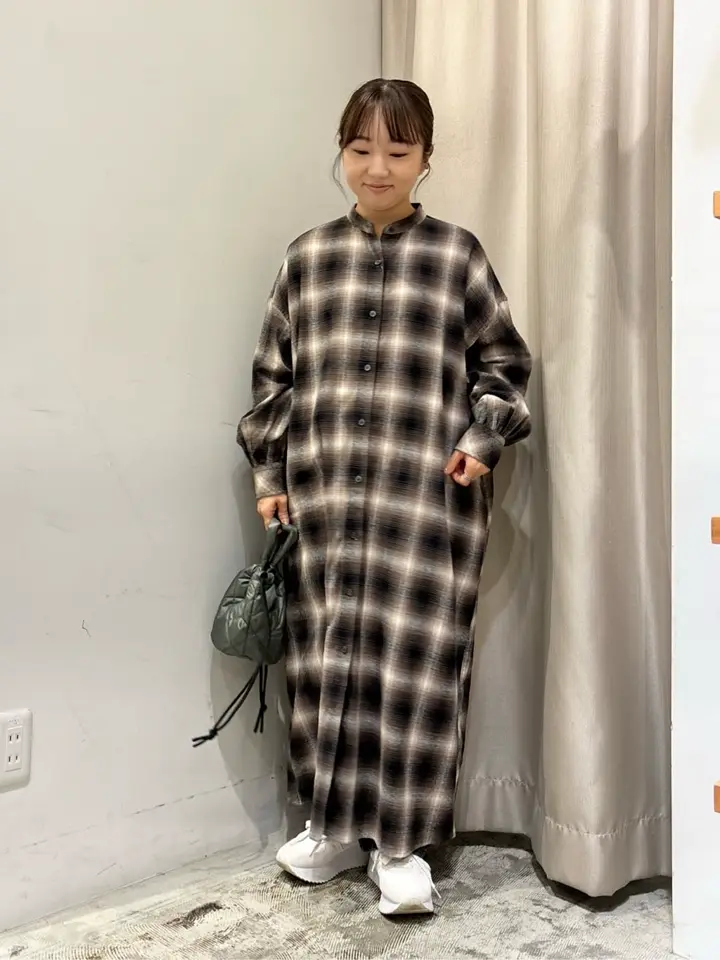 バンドカラーチェックフレアワンピース/AMERICAN HOLIC