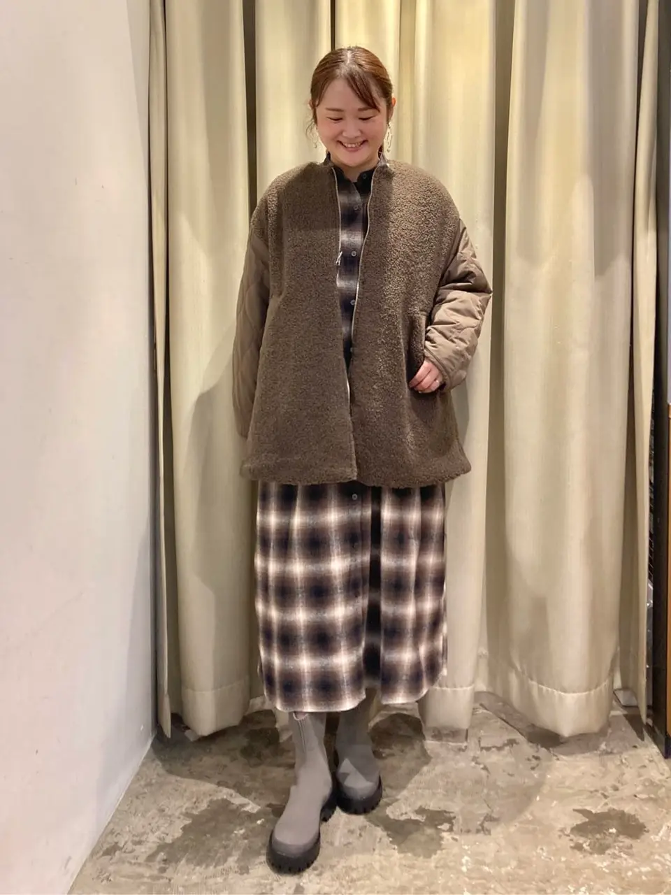 バンドカラーチェックシャツワンピース/AMERICAN HOLIC（アメリカン