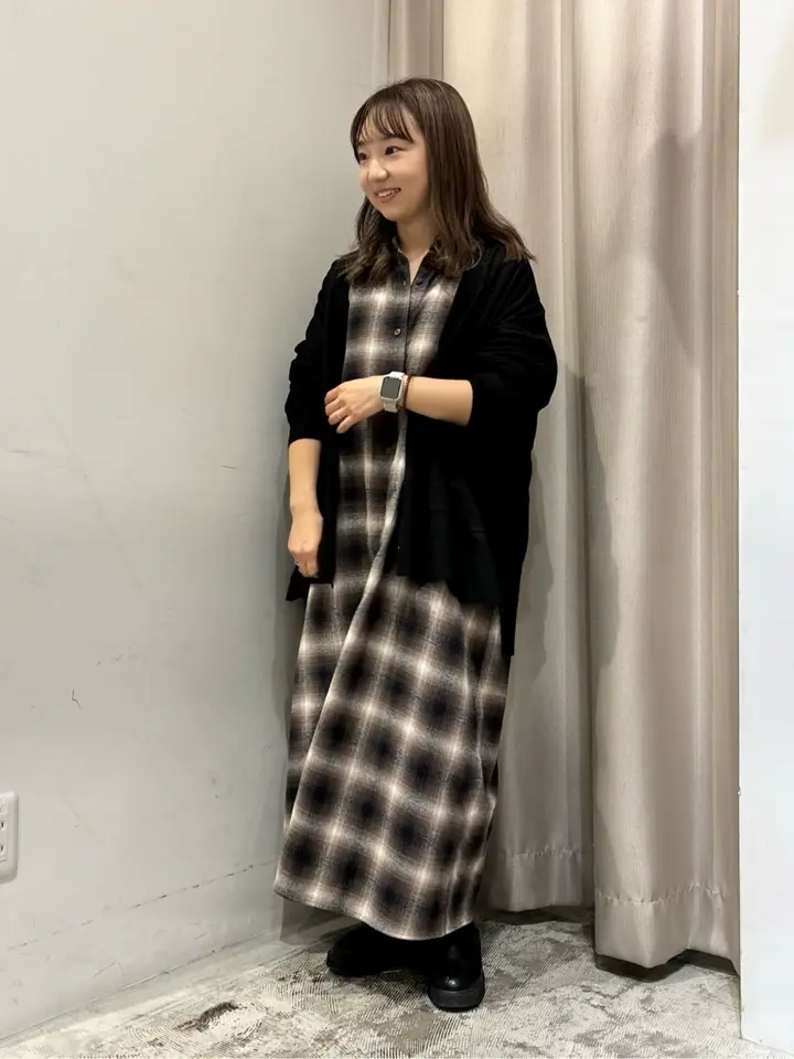 ≪USED≫バンドカラーチェックシャツワンピース/AMERICAN HOLIC