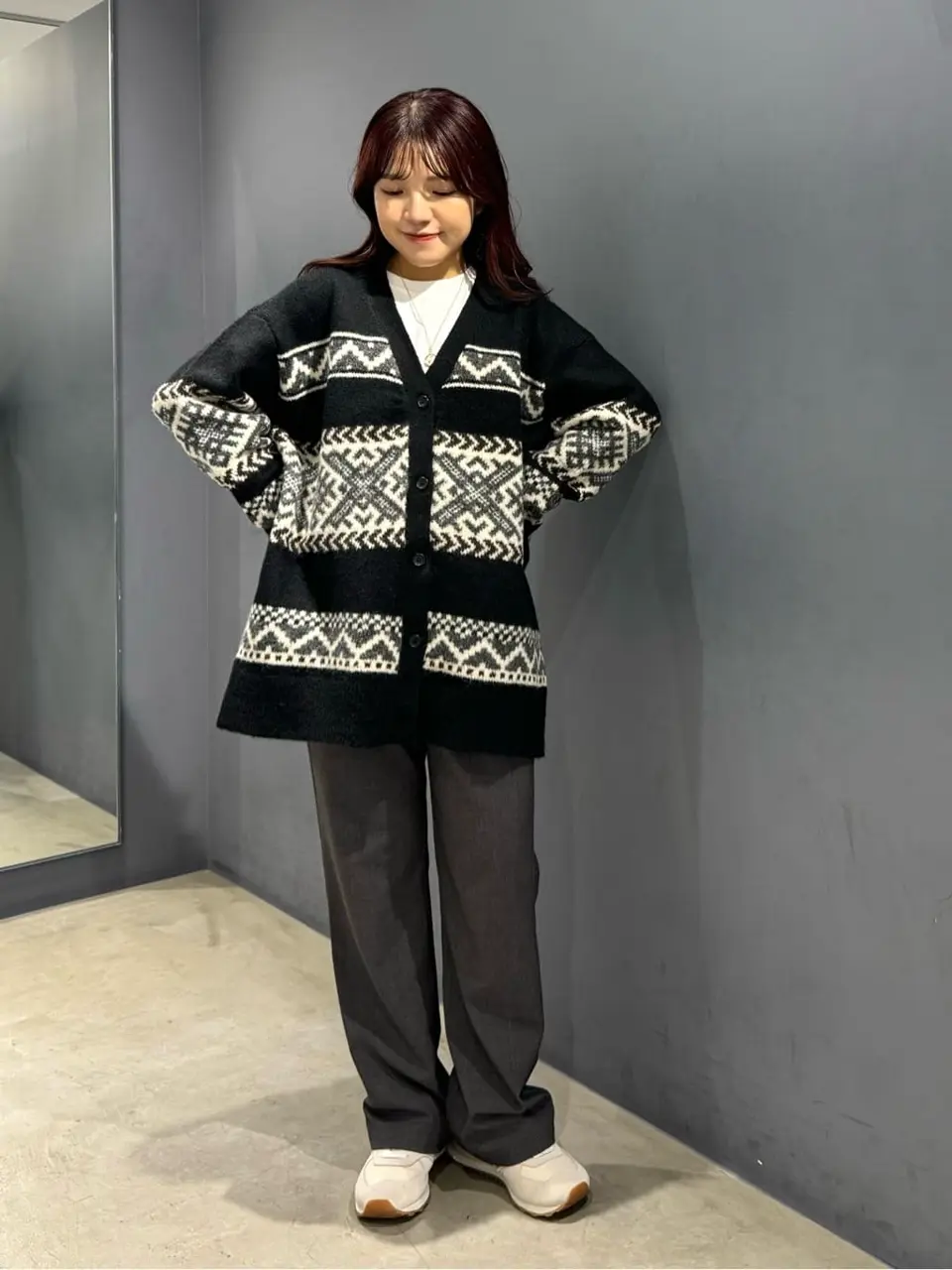 ≪USED≫ノルディック柄Vネックニットカーディガン/AMERICAN HOLIC