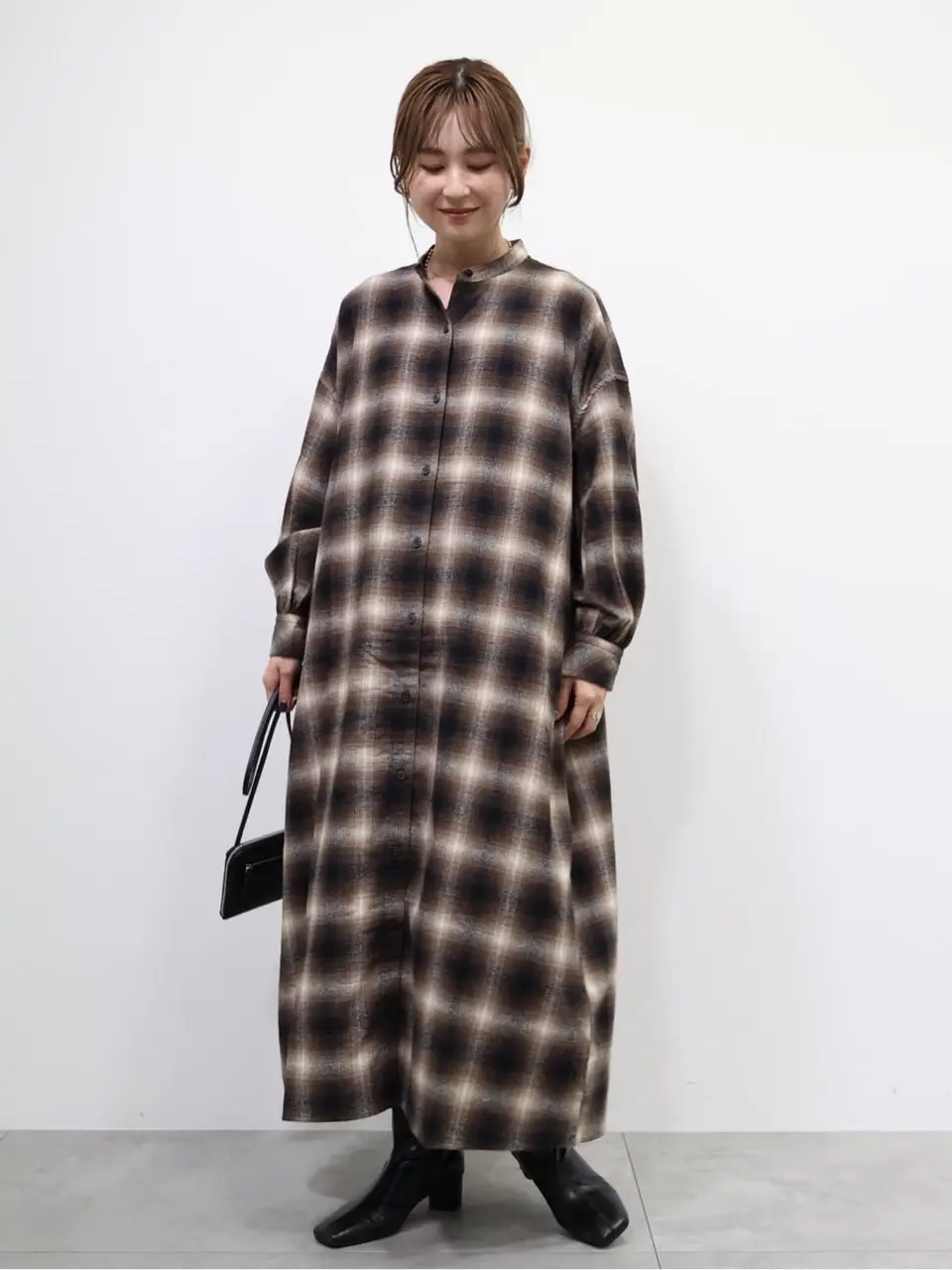 ≪USED≫バンドカラーチェックシャツワンピース/AMERICAN HOLIC