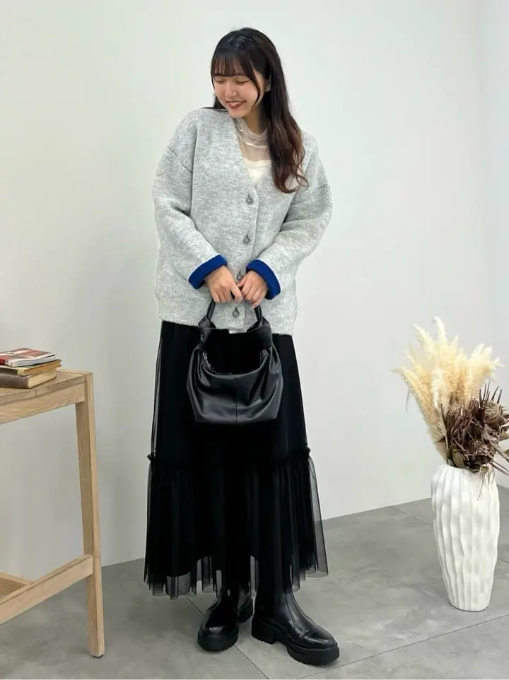 ≪USED≫ブークレWフェイスVネックニットカーディガン/AMERICAN HOLIC