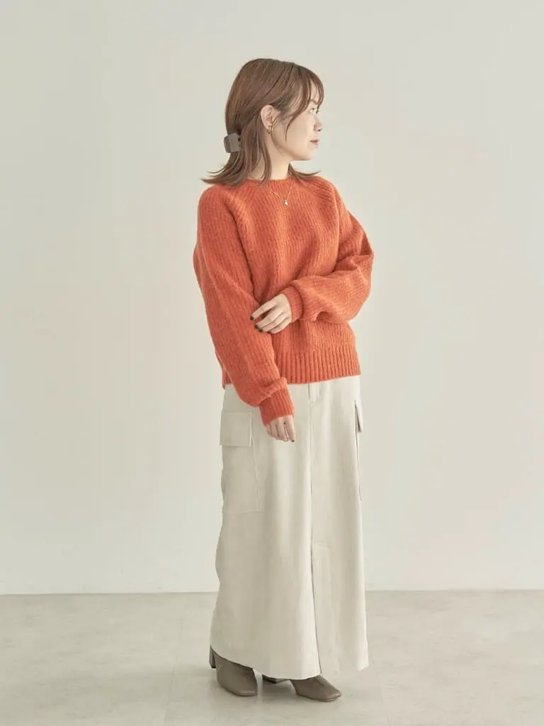 WEB限定・小柄女性向け】Mixヤーンラグランニットプルオーバー