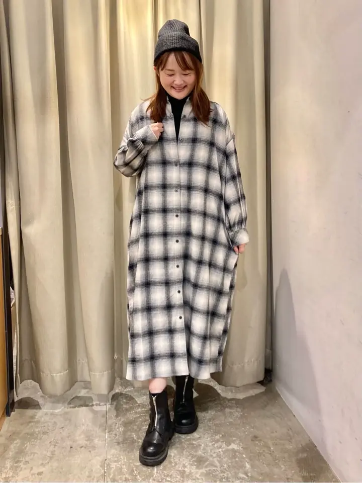 バンドカラーチェックシャツワンピース/AMERICAN HOLIC（アメリカン