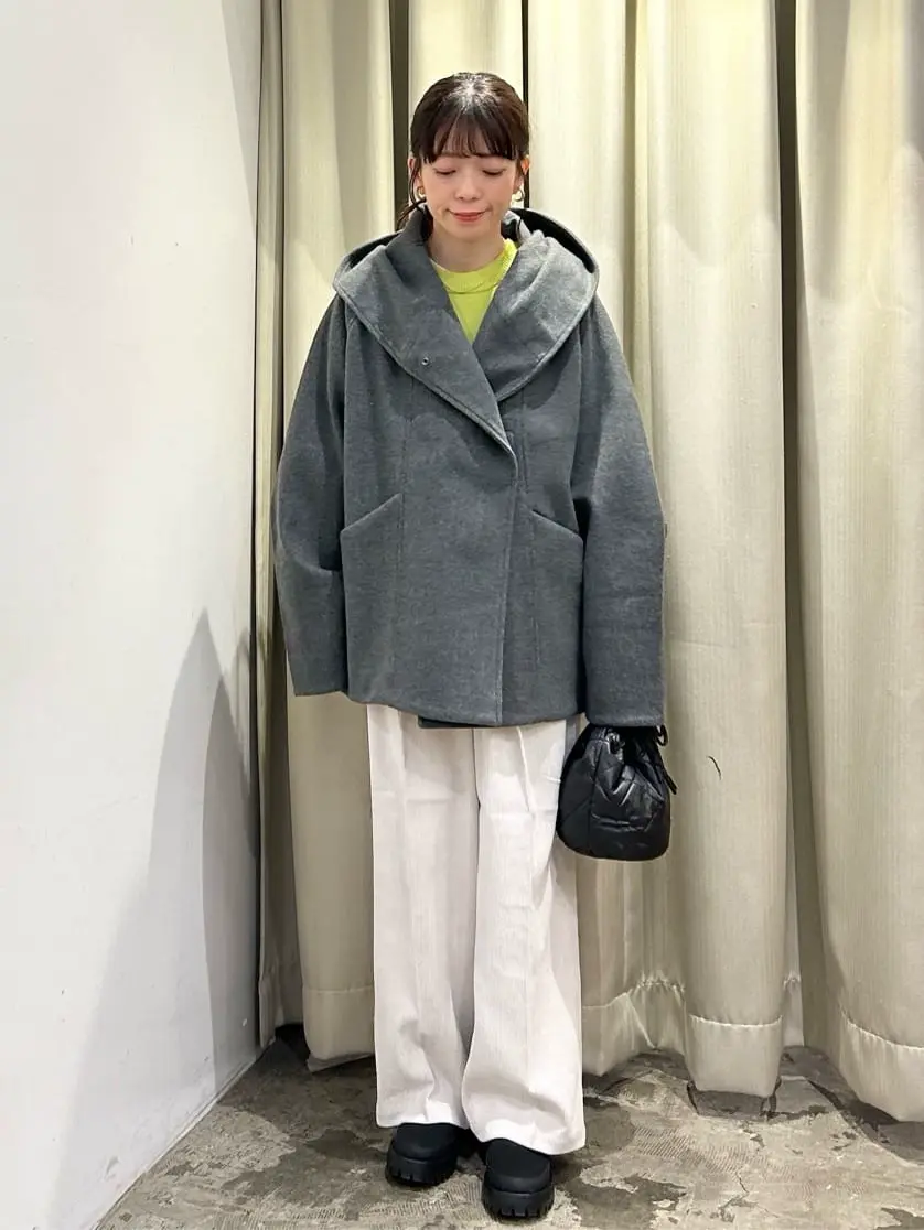 ほぼ未使用パメオポーズ　24aw バックリボン　コクーンコート　ブラック　F 中空FIBERフーディーコクーンコート【軽量アウター】/AMERICAN HOLIC