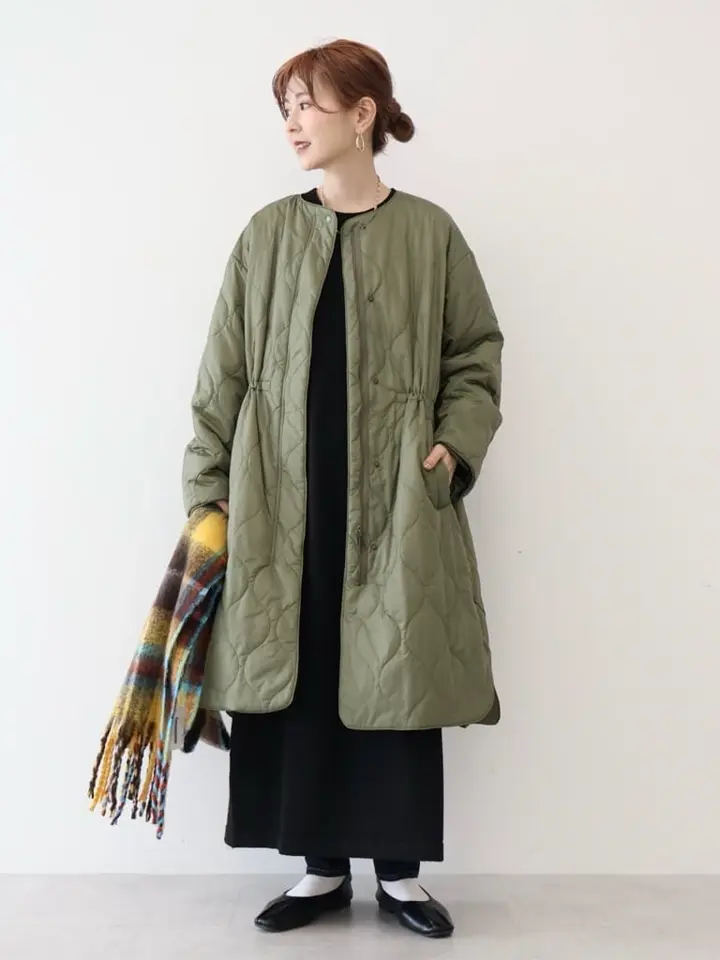 ≪USED≫軽ポカノーカラーキルティングロングコート/AMERICAN HOLIC