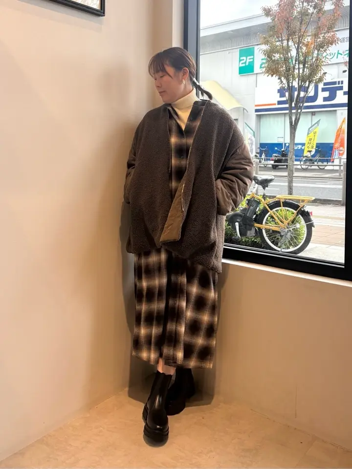 バンドカラーチェックシャツワンピース/AMERICAN HOLIC（アメリカン