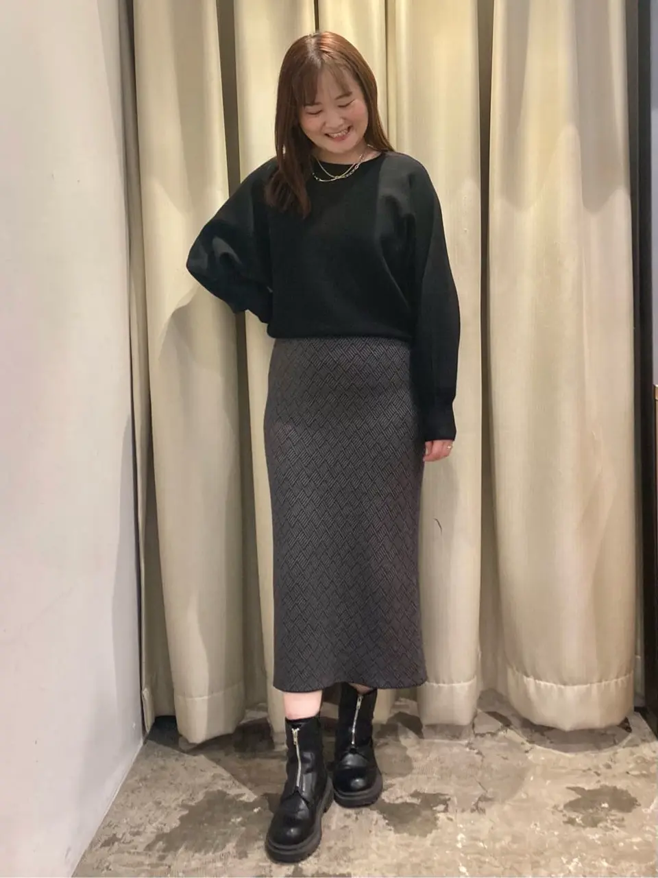 バイパチ幾何学柄ニットタイトスカート/AMERICAN HOLIC（アメリカン