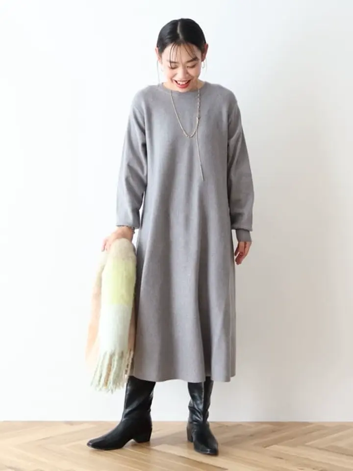 美品♡カシミヤシルク混 ADEAM パッチワークニットドレス フレア サイズ0 ≪USED≫【WEB限定】バイパチニットフレアワンピース/AMERICAN HOLIC