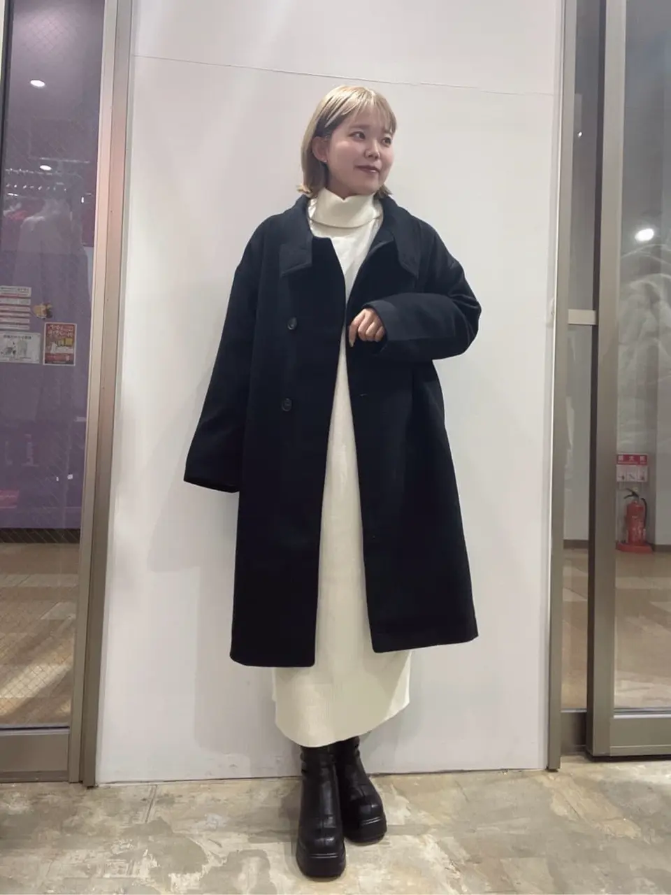 ≪USED≫バイパチバイカラーモックネックニットワンピース/AMERICAN