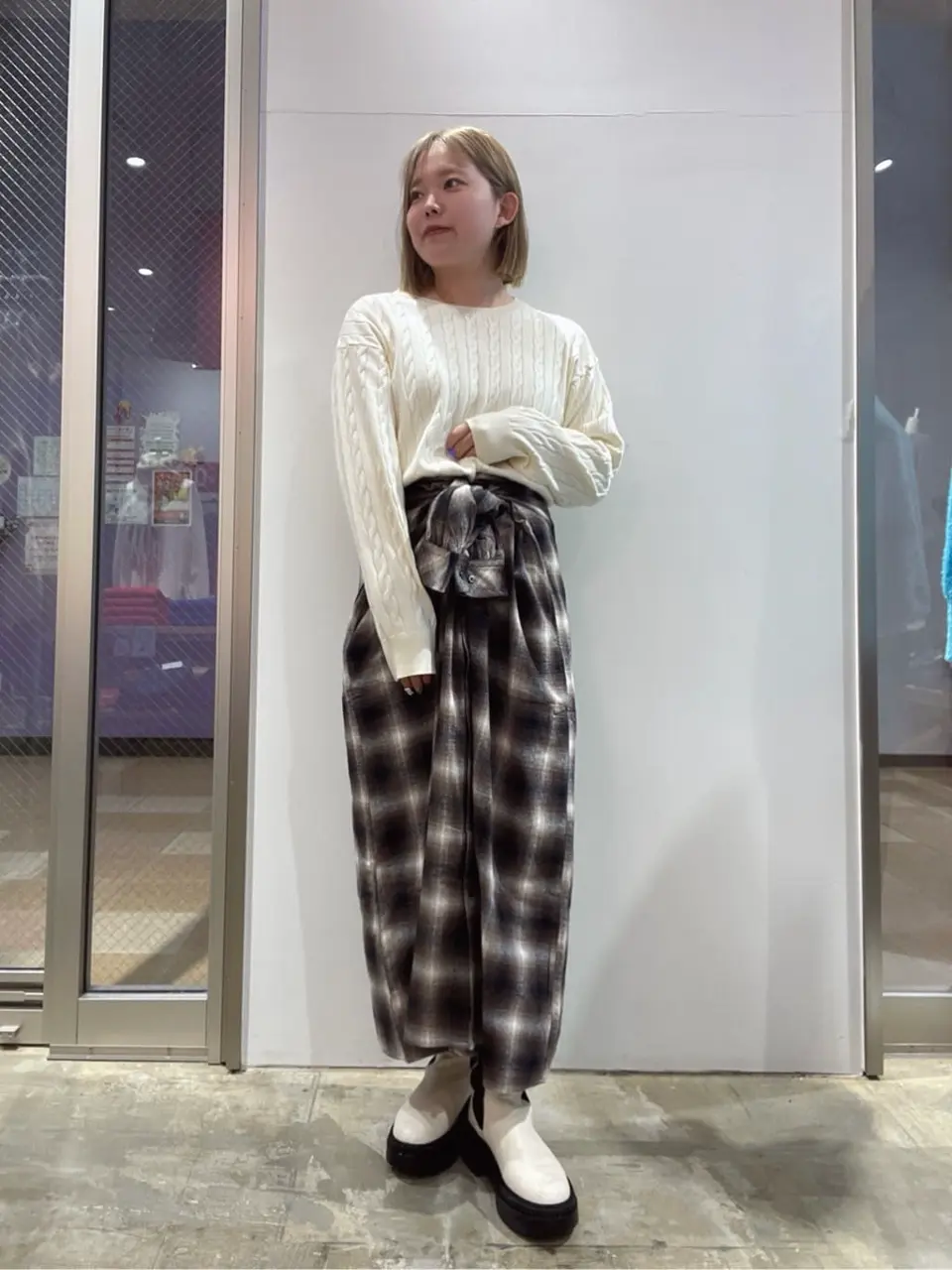 ≪USED≫バンドカラーチェックシャツワンピース/AMERICAN HOLIC