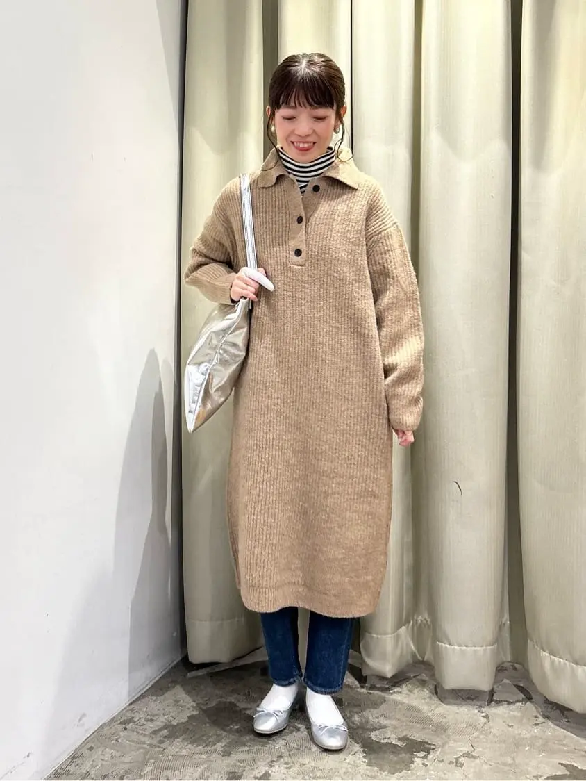 ［美品］シャネル　ニットワンピース　リボン　ストライプ　カシミヤ70 07A 美品］シャネル ニットワンピース リボン ストライプ カシミヤ70 07A