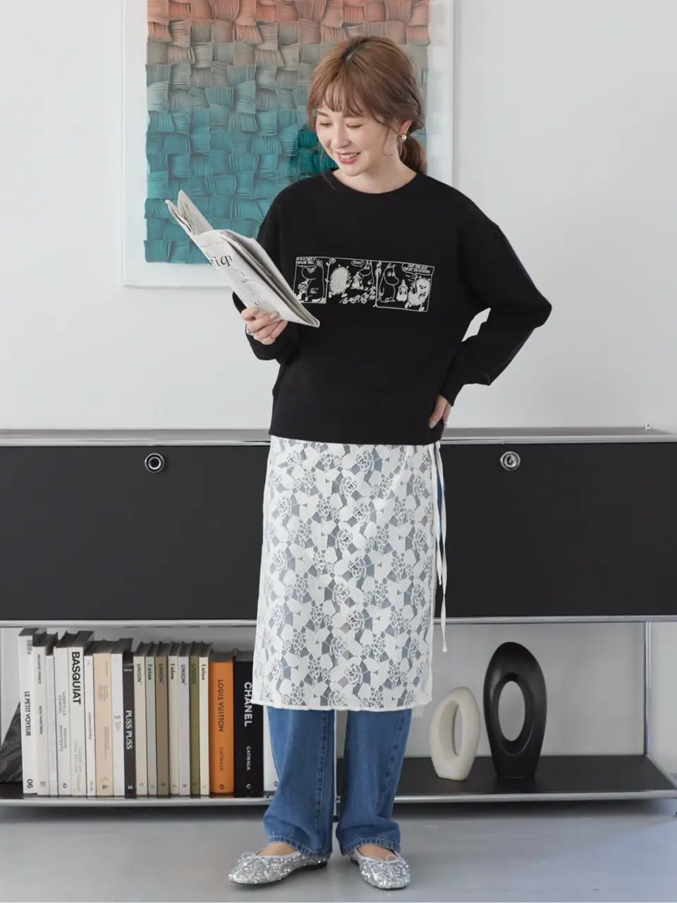 WEB限定】Moomin コミック柄プリント裏毛プルオーバー/AMERICAN HOLIC