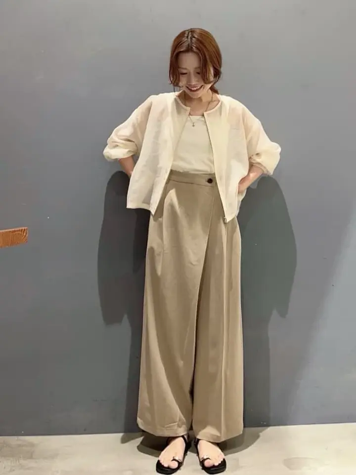 ≪USED≫ノーカラーシアーZIPブルゾン/AMERICAN HOLIC（アメリカン