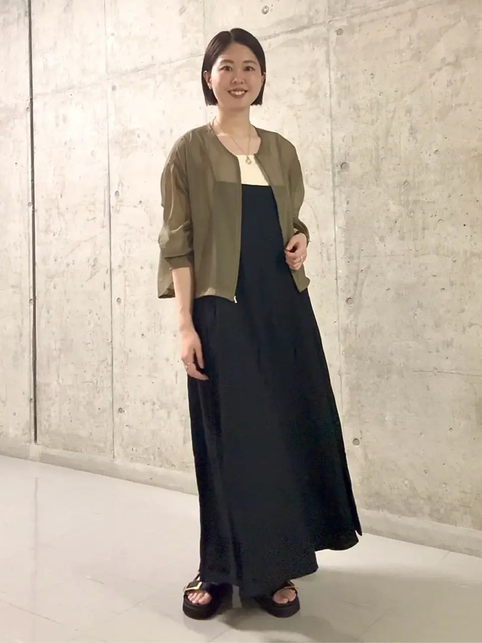 ≪USED≫ノーカラーシアーZIPブルゾン/AMERICAN HOLIC（アメリカン