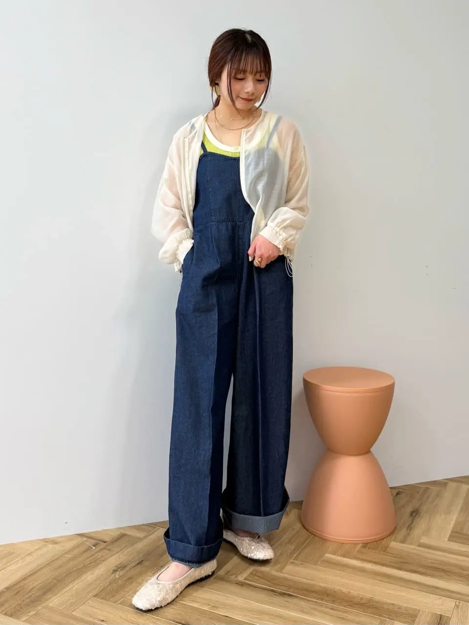 ≪USED≫ノーカラーシアーZIPブルゾン/AMERICAN HOLIC（アメリカン