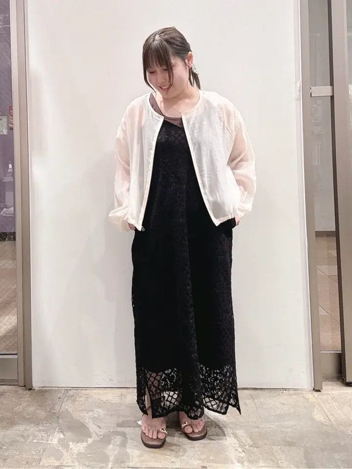 ≪USED≫ノーカラーシアーZIPブルゾン/AMERICAN HOLIC（アメリカン