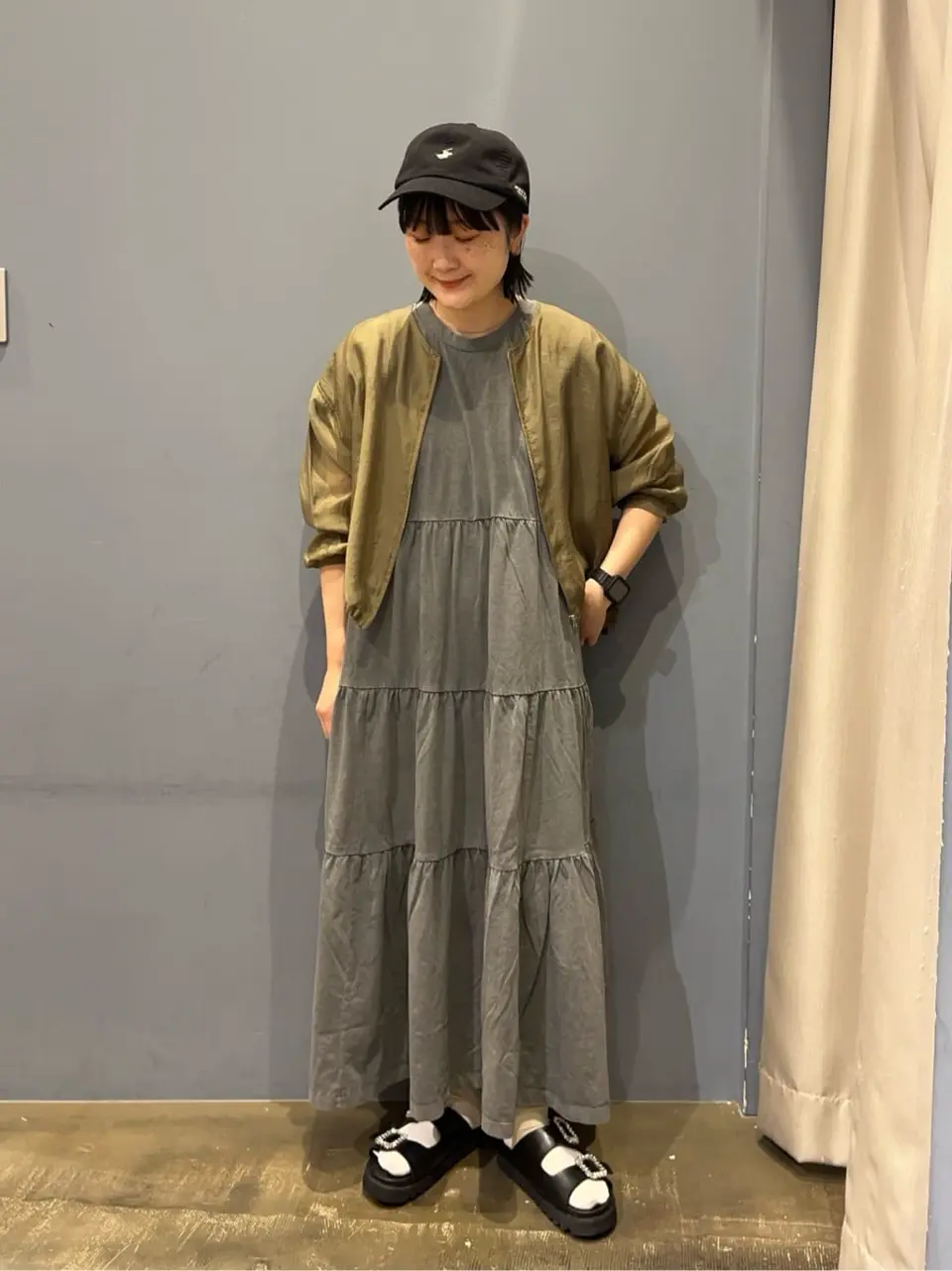 ≪USED≫ノーカラーシアーZIPブルゾン/AMERICAN HOLIC（アメリカン