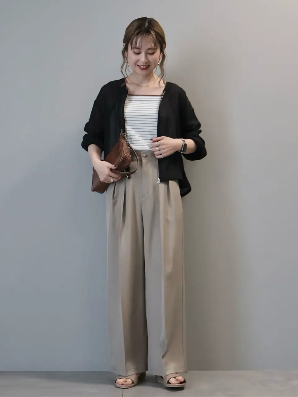 Paprika ラックス　ミリタリークロス ノーカラーブルゾン ≪USED≫ノーカラーシアーZIPブルゾン/AMERICAN HOLIC（アメリカン