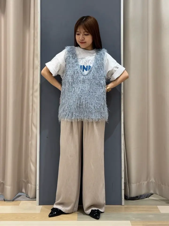 接触冷感リネンブレンドタックワイドパンツ/AMERICAN HOLIC