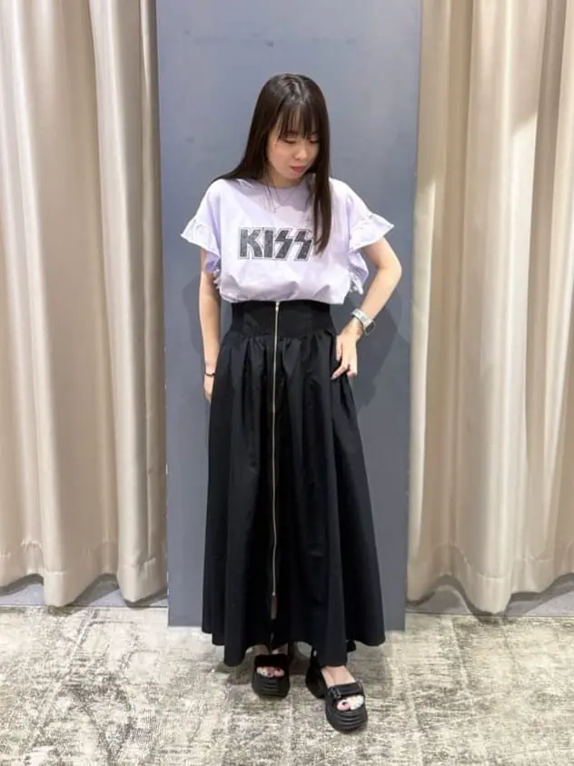 撥水加工 フロントZIPフレアスカート/AMERICAN HOLIC（アメリカン