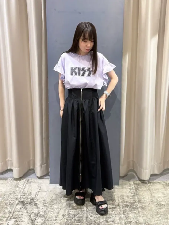 撥水加工 フロントZIPフレアスカート/AMERICAN HOLIC（アメリカン