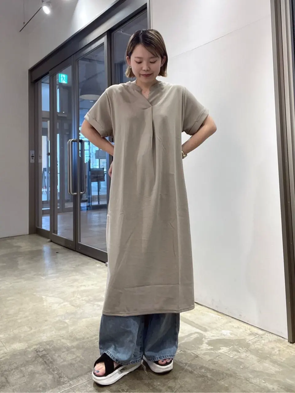 ジョーゼット半袖タックワンピース/AMERICAN HOLIC（アメリカン