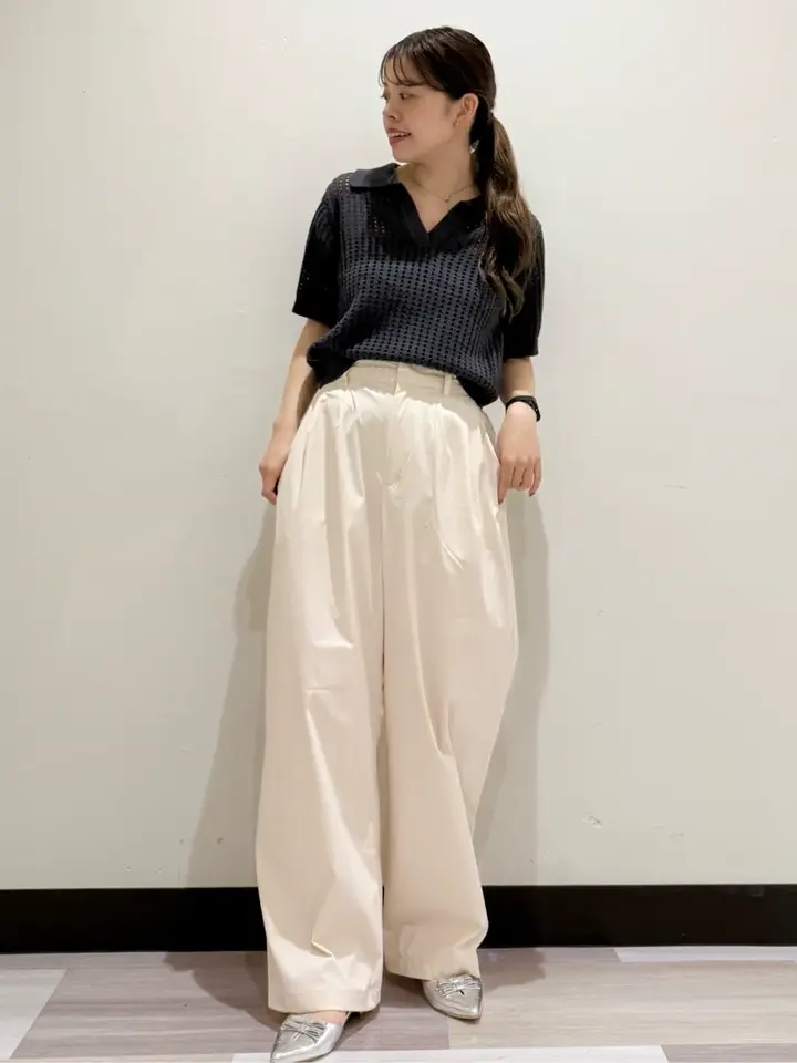 ≪USED≫衿付きメッシュ編み半袖ニットプルオーバー/AMERICAN HOLIC