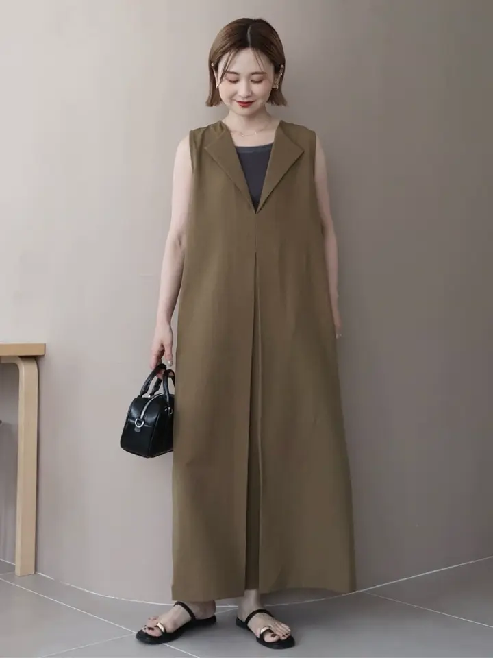 hobonichi＋a ボックスプリーツのワンピース hobonichi + a