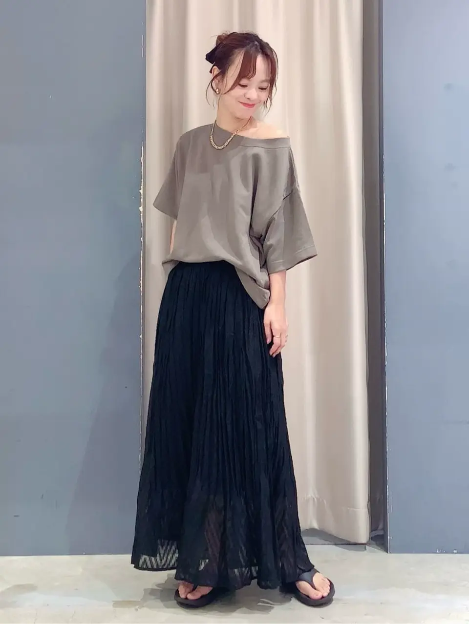 カットジャガードプリーツスカート/AMERICAN HOLIC（アメリカン