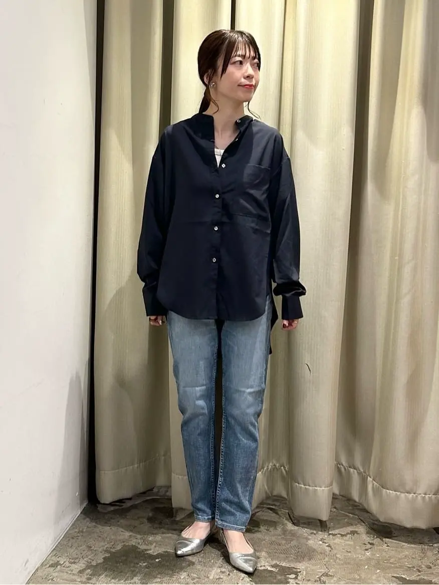 美品✨バーニーズ取扱 アトランティックアスコリ バンドカラーシャツ 金ボタン 金ボタンバックシャンロングシャツ/チュニック/AMERICAN HOLIC