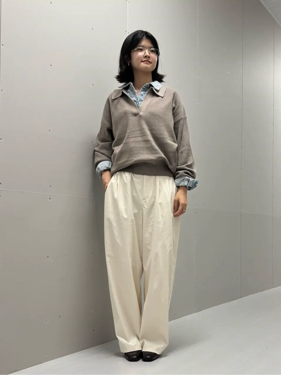 バイパチ片畦衿付きニットプルオーバー＜静電気軽減＞/AMERICAN HOLIC