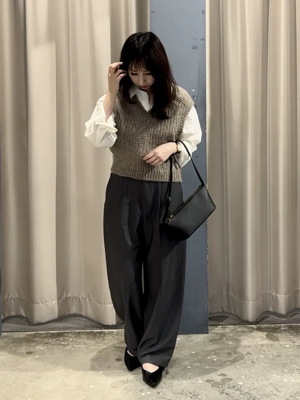 選べる丈】甘編みニットベスト/AMERICAN HOLIC（アメリカンホリック